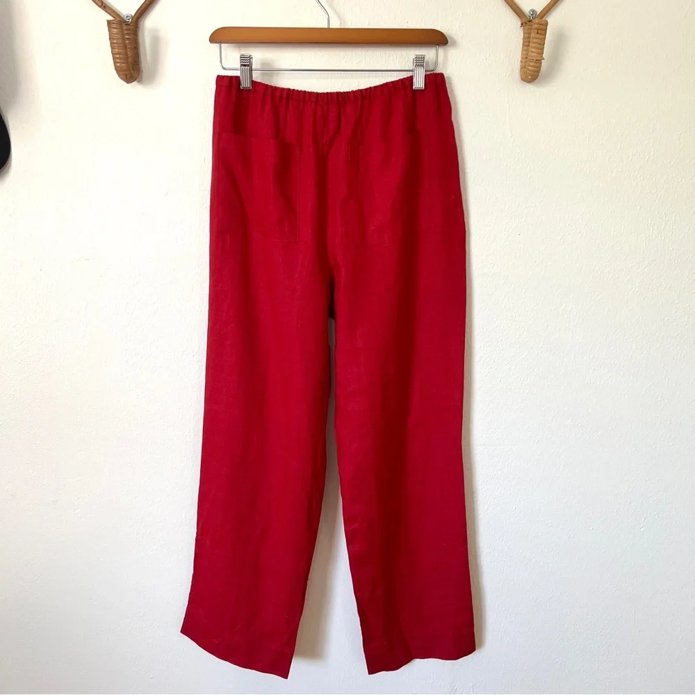 Reformation Remi Cropped Linen Pant in Red